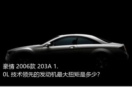 豪情 2006款 203A 1.0L 技术领先的发动机最大扭矩是多少？