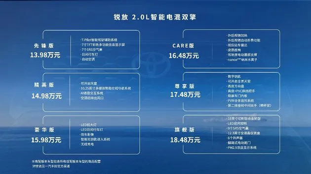 一汽丰田锐放智能电混双擎燃情上市 售价13.98万元起