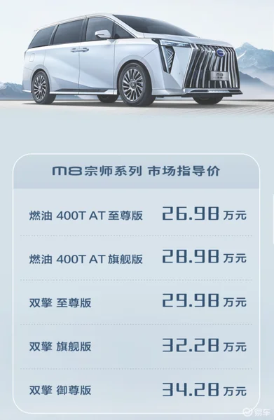 售26.98万元起！新一代传祺M8宗师系列上市