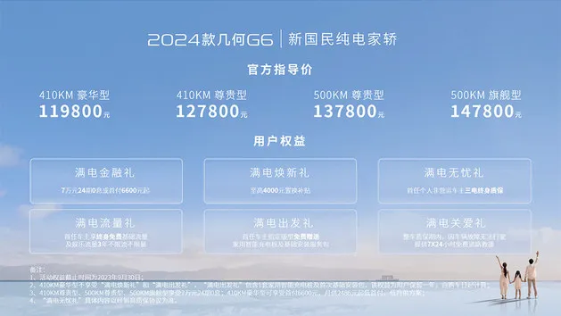 2024款几何G6上市 售价11.98-14.78万元