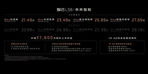 智己LS6上市 21.49-27.69万/特斯拉会慌吗